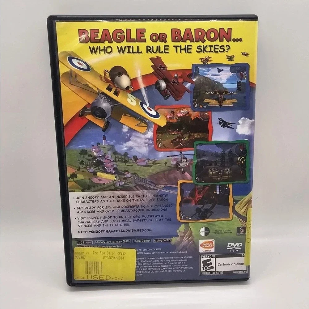 Snoopy vs The Red Baron Sony PlayStation 2 Game Bandai Namco Peanuts no‎ manual